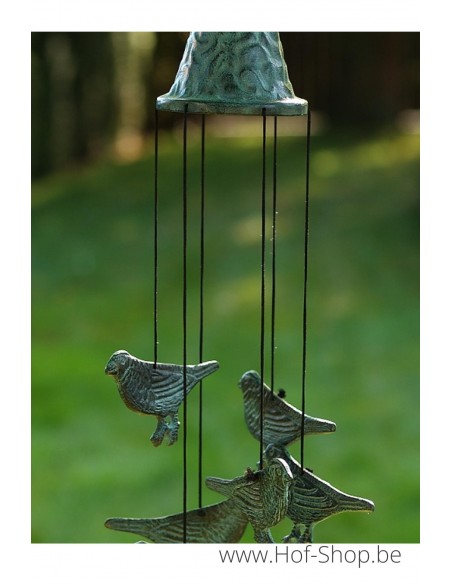 Windgong met vogels - bronzen beeld (WC0165BR-B)