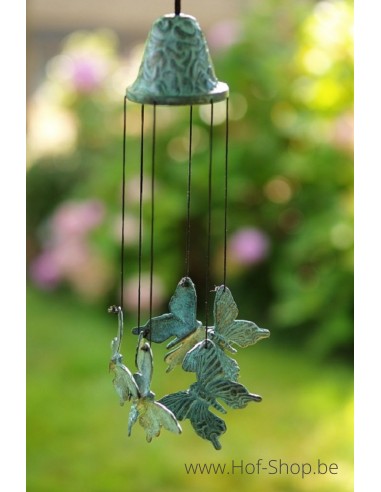 Windgong met vlinders - bronzen beeld (WC6807V)