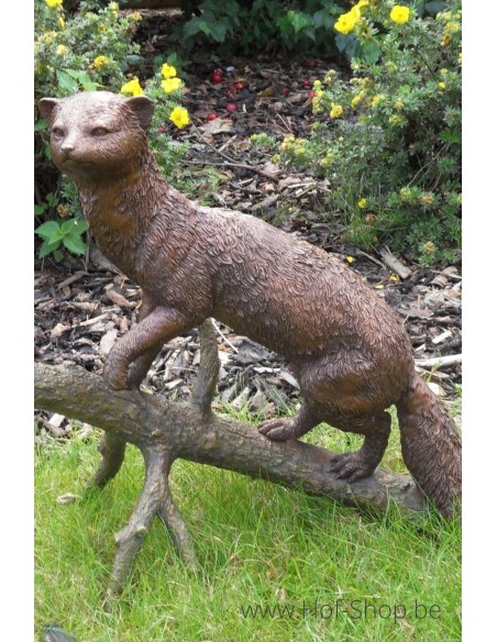 Fouine sur une branche - statue en bronze (B1082)