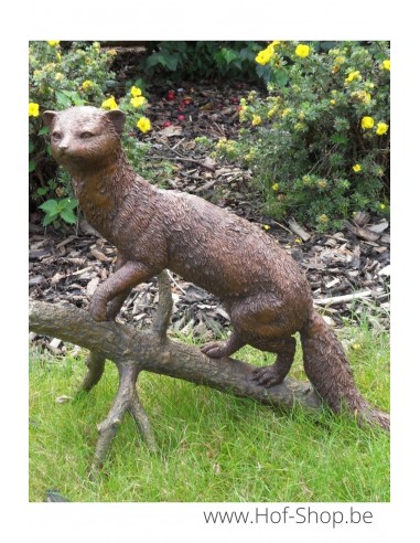 Fouine sur une branche - statue en bronze (B1082)
