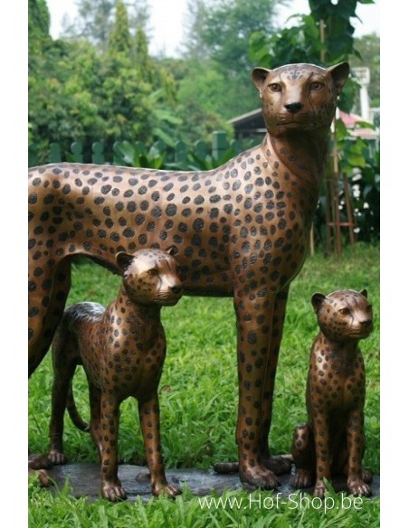 Cheetah familie - bronzen beeld (B1137)