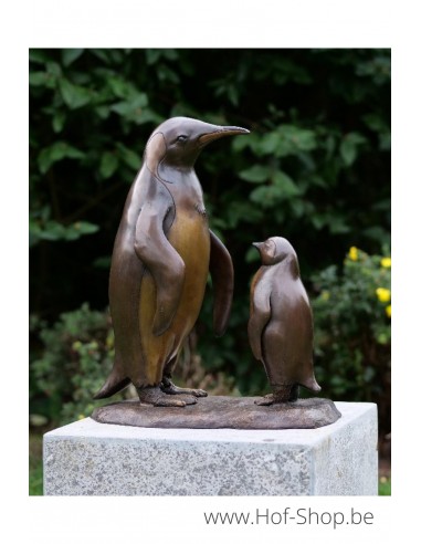 Pingouin et bébé - sculpture en bronze (B1293)