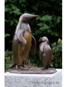 Penguin en baby - bronzen beeld (B1293)