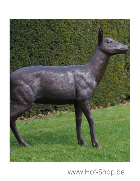 Cerf femelle - statue en bronze (B1341R)