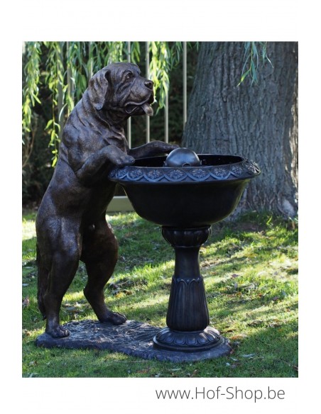 Hond Met Fontein - bronzen beeld (B1435)