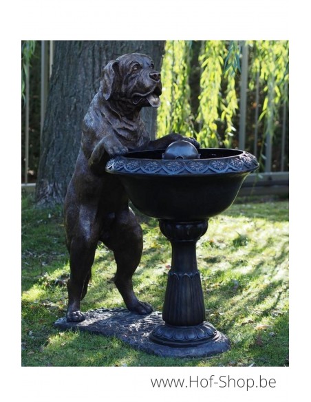 Hond Met Fontein - bronzen beeld (B1435)
