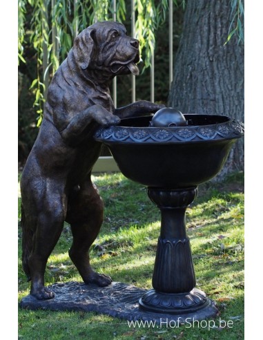Hond Met Fontein - bronzen beeld (B1435)
