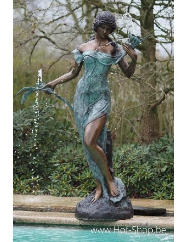 Femme avec fontaine florale - statue en bronze (B29380)