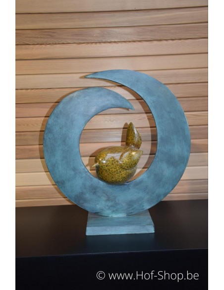 Moderne vogel in cirkel - bronzen beeld (AN2673BR-V)