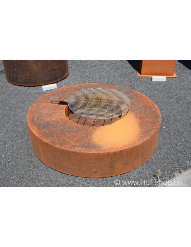 Fire Table avec grill 125 x 28 cm - acier corten