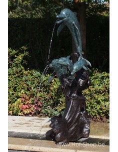 Famille des dauphins fontaine - statue en bronze (B56008)