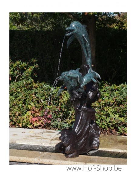 Famille des dauphins fontaine - statue en bronze (B56008)