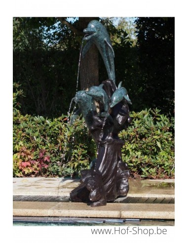 Famille des dauphins fontaine - statue en bronze (B56008)