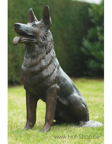 Chien assis - statue en bronze (B56814)