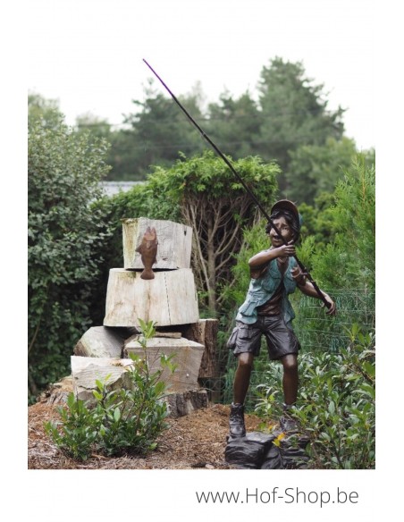 Pêcheur sur rocher - statue en bronze (B57160)