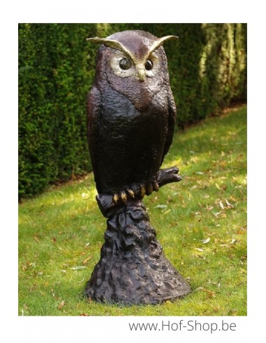 Uil op rots - bronzen beeld (B57491)