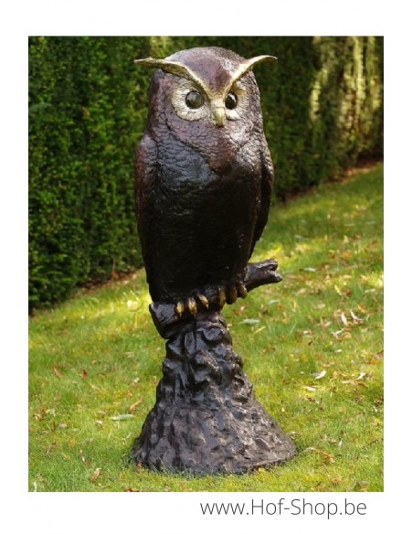 Uil op rots - bronzen beeld (B57491)