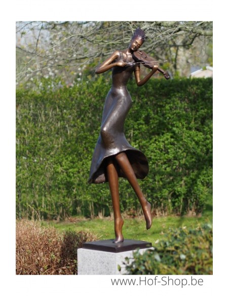 Vrouw met modern viool - statue en bronze (AN2846BRW-BI)