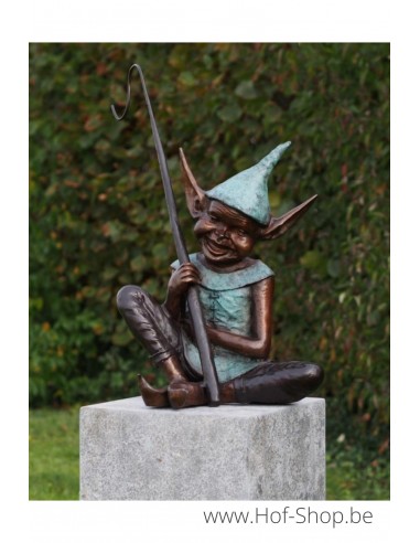 Pixie met haak - bronzen beeld (B91322)