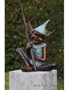 Pixie avec un crochet - statue en bronze (B91322)