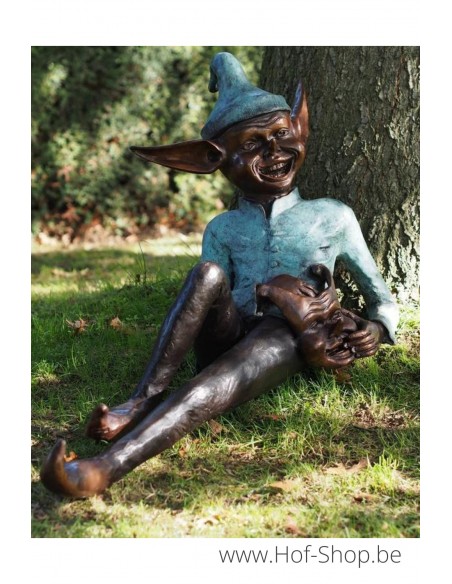 Pixie met masker - bronzen beeld (B91324)