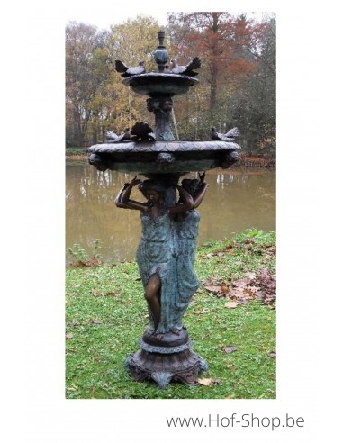 3 vrouwen met fontein - bronzen beeld (B94268)