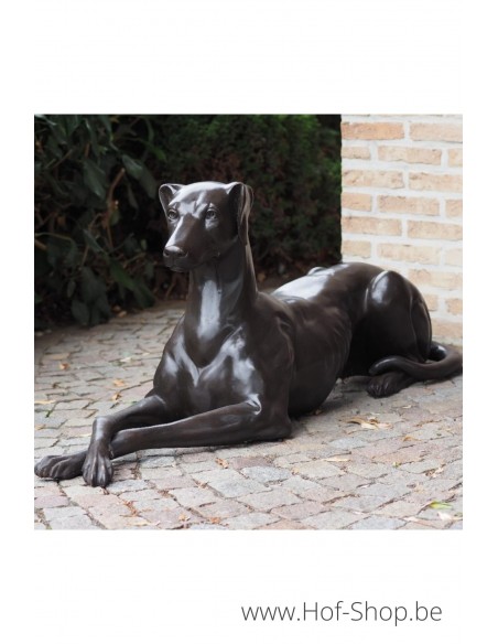 Liggende hond rechts - bronzen beeld (B94539)