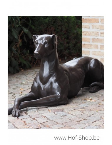 Liggende hond rechts - bronzen beeld (B94539)