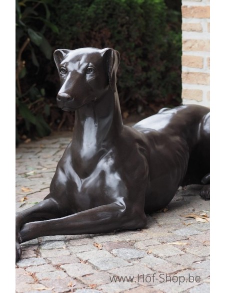 Chien couché à droite - statue en bronze (B94539)