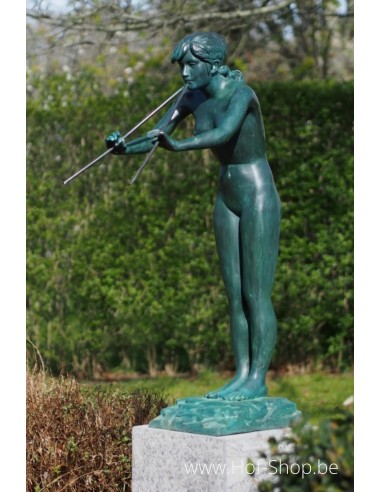 Femme avec flûte - sculpture en bronze (PB61042)