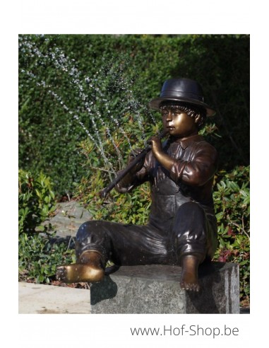 Jongen met fluit - bronzen beeld (PB61067)