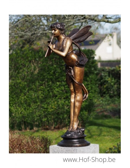 Fée avec flûte - Sculpture en bronze (PB61087)