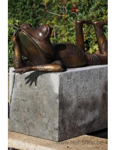 Liggende kikker - bronzen beeld (PB61101)