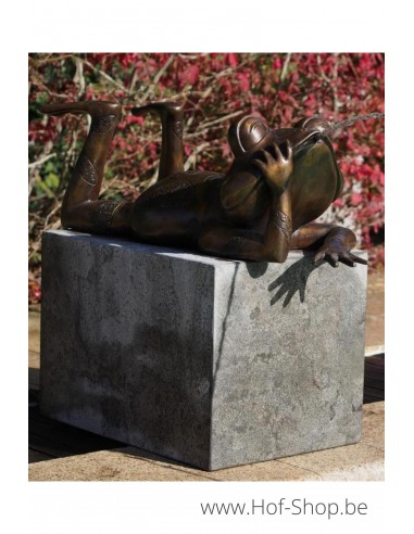 Liggende kikker - bronzen beeld (PB61101)