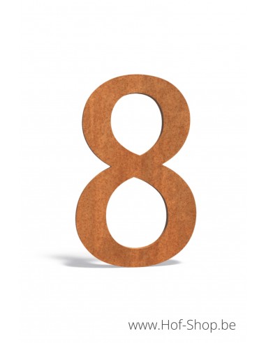 Numéro 8 en acier Corten (12 cm de haut) - Numéro de maison Adezz