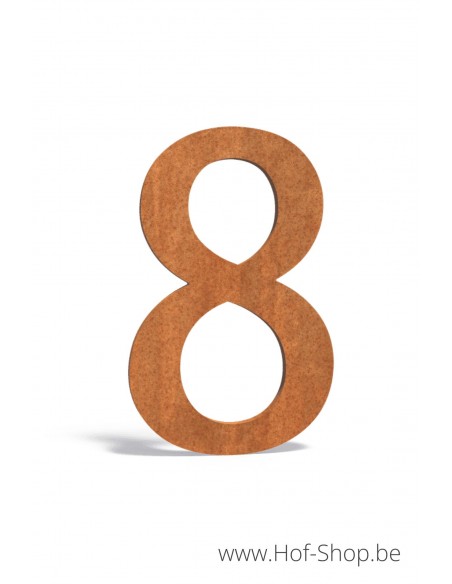 Numéro 8 en acier Corten (12 cm de haut) - Numéro de maison Adezz