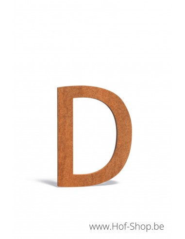 Letter D cortenstaal (9 cm hoog) - Huisnummer Adezz