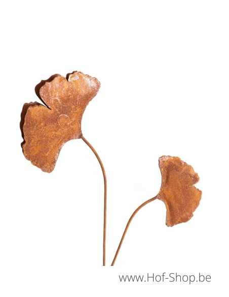 Piquet de jardin 2 Ginkgo's 3D sur tige - figurine en métal Ecorouille (MD14013)