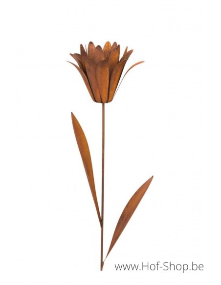 Tuinsteker Bloemkelk 3D op steel - metalen figuur in ecoroest (MD14014)