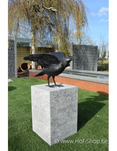 Corbeau aux ailes ouvertes - statue en bronze (B50418)