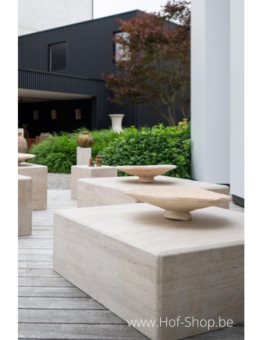 Travertin kubus 100 x 100 x 35 cm - Zuil Solace Living