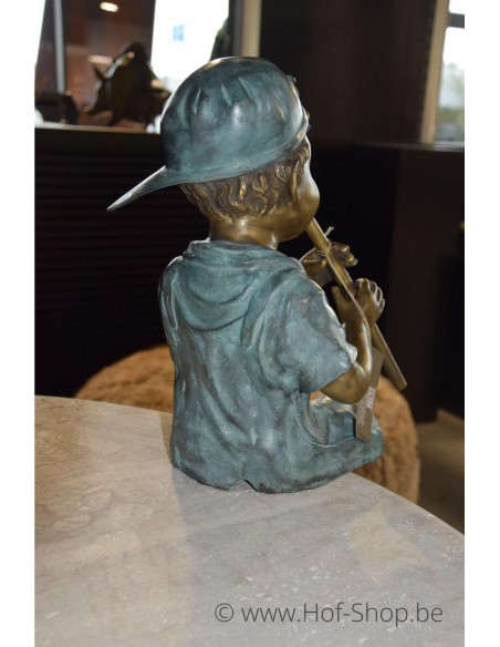 Garçon avec flûte - sculpture en bronze (AN1391BRW-V-F)