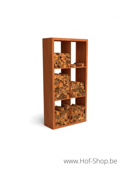 Egura Dividi 100 x 38,5 x 200 cm - Houtopslag Geroba in cortenstaal EGURADC53