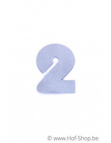 Nummer 2 - inox 7 cm hoog (huisnummer 'bahama' KatoDesign)