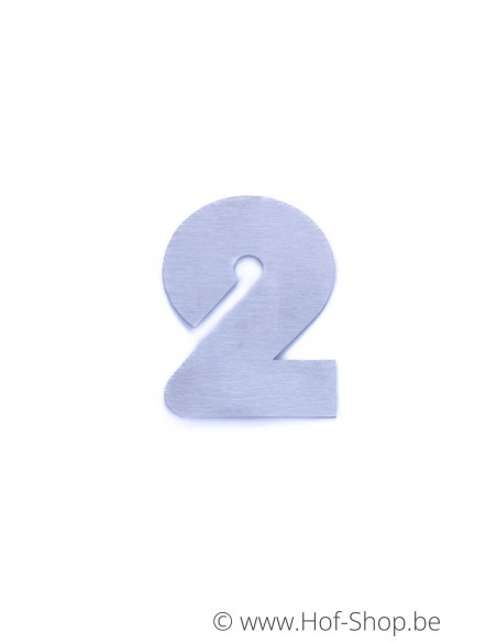 Nummer 2 - inox 7 cm hoog (huisnummer 'bahama' KatoDesign)