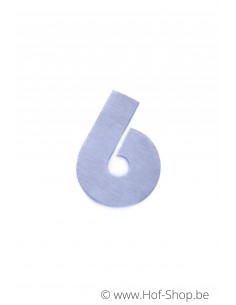 Nummer 6 - inox 7 cm hoog (huisnummer 'bahama' KatoDesign)