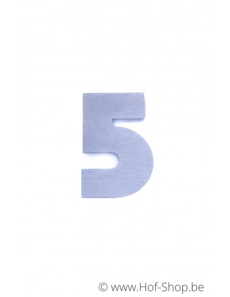 Nummer 5 - inox 7 cm hoog (huisnummer 'bahama' KatoDesign)