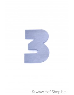 Nummer 3 - inox 7 cm hoog (huisnummer 'bahama' KatoDesign)