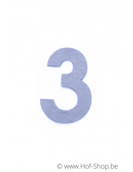 Numéro 3 - acier inoxydable de 8 cm de haut (numéro de maison 'fuji' KatoDesign)