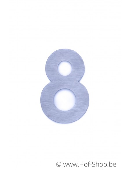 Numéro 8 - acier inoxydable de 8 cm de haut (numéro de maison 'fuji' KatoDesign)